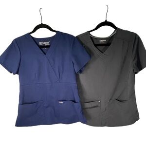 Scrub tops size medium blue and gray